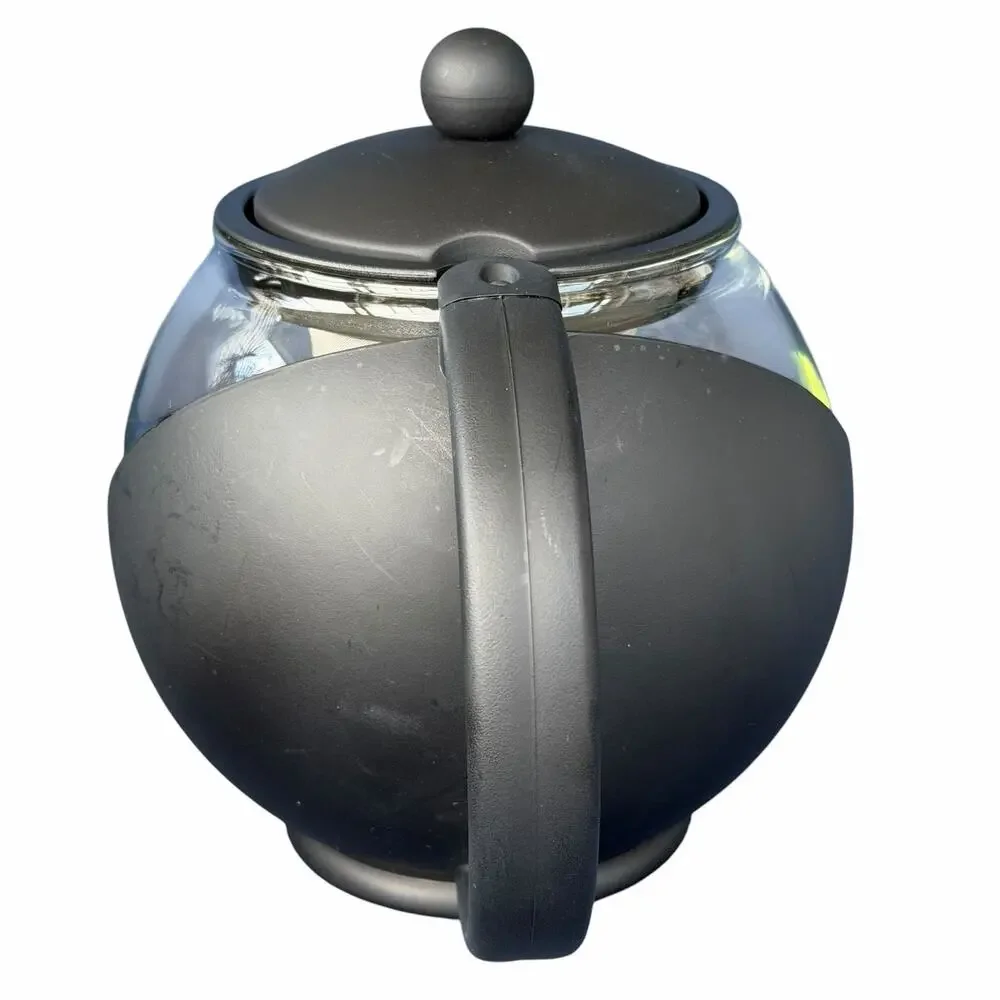 Norpro Eclipse Tea Pot with Infuser 6 Cup Tempered Glass Stainless Steel NOS